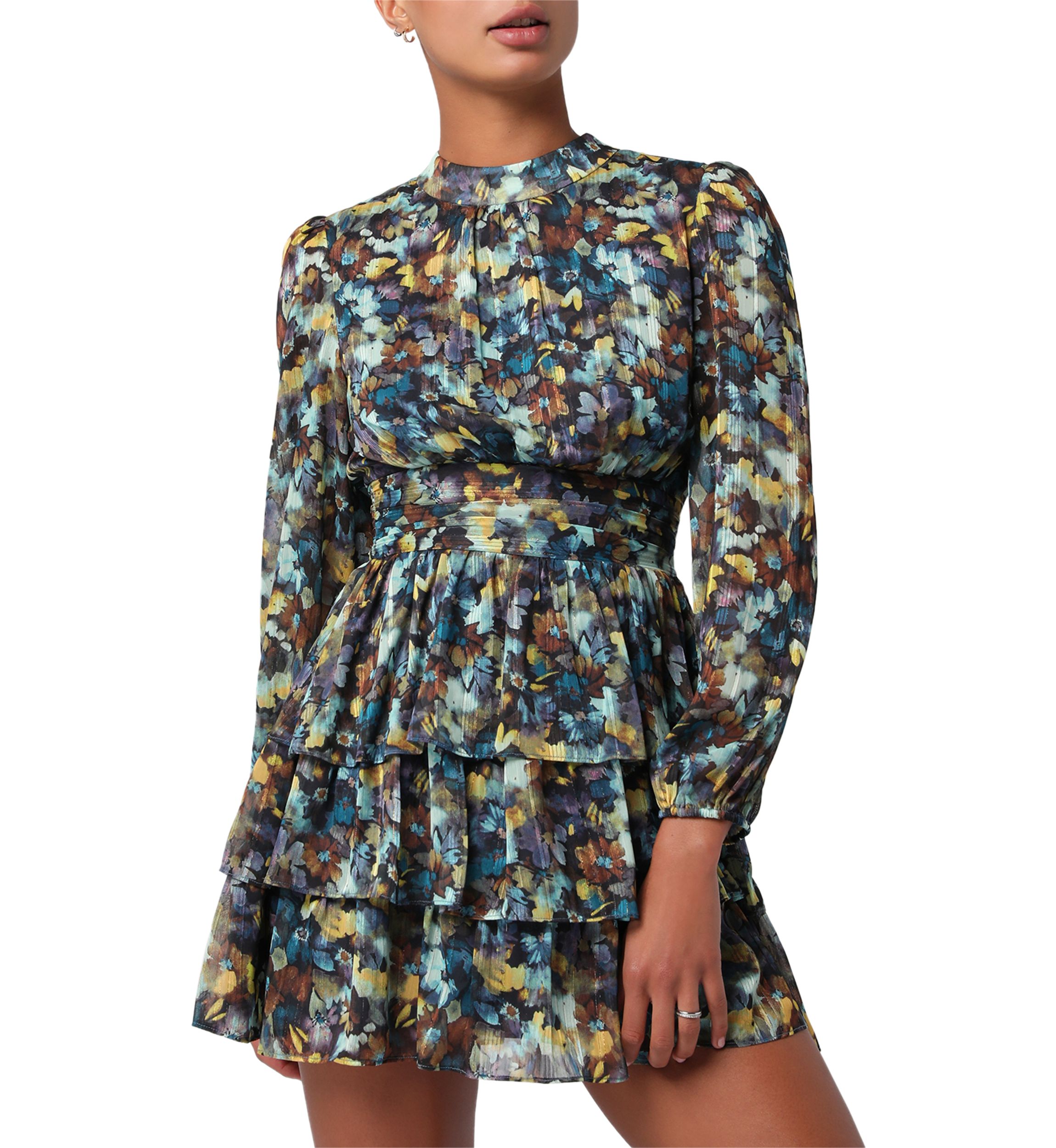 Womens Zena Tie Back Tiered Mini Dress