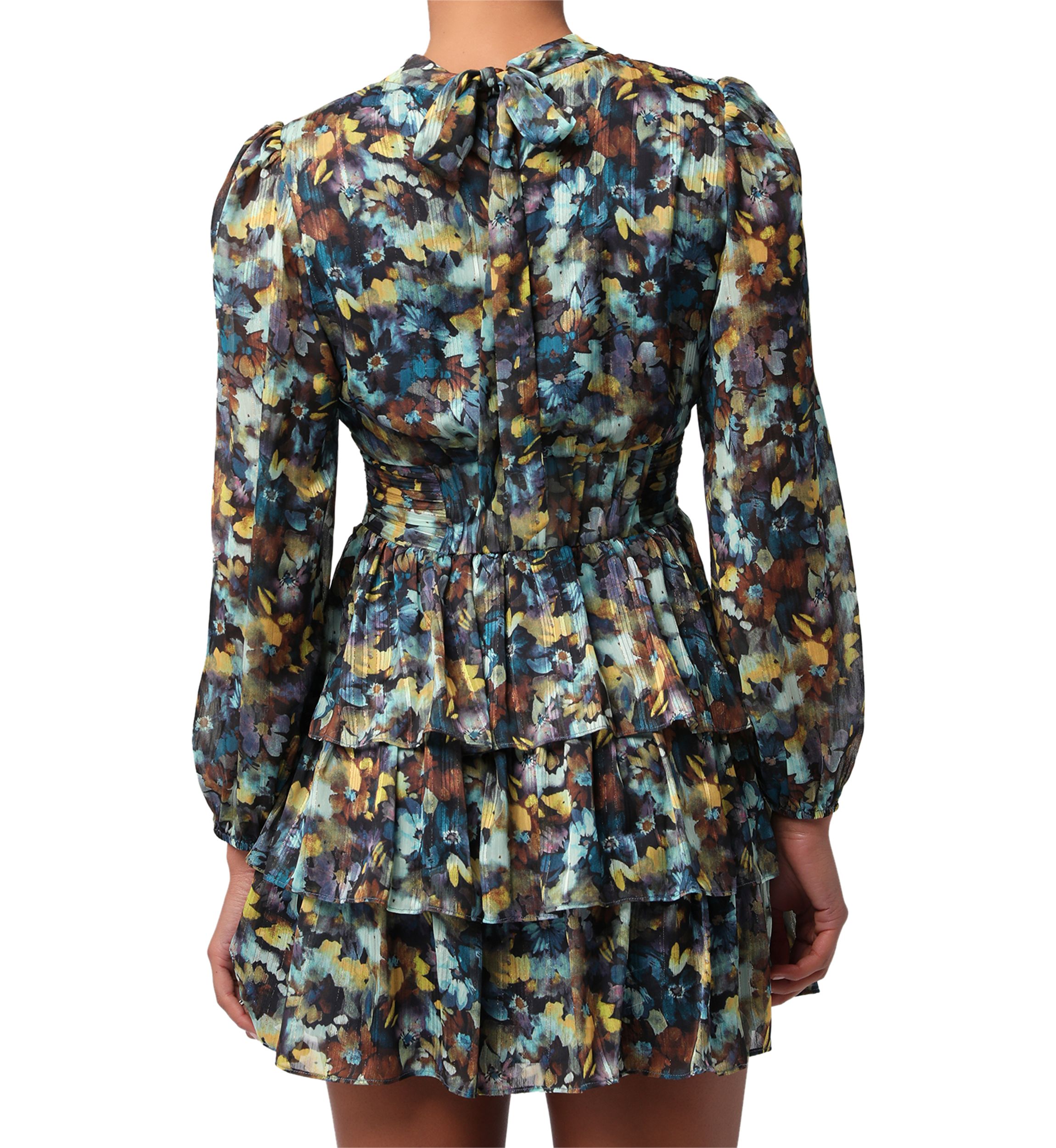 Womens Zena Tie Back Tiered Mini Dress