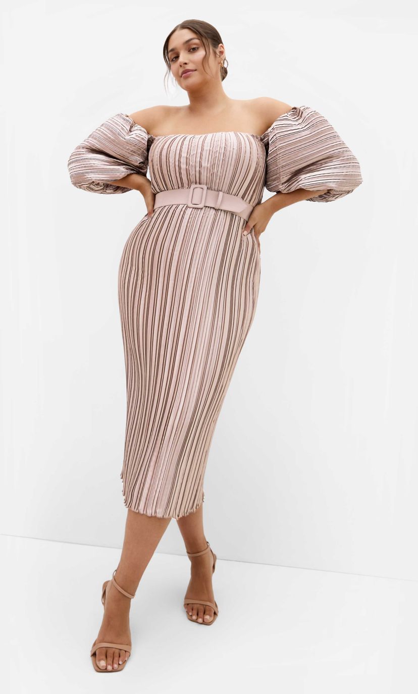 krista pleated dress City Chic Krista Pleat Midi Dress