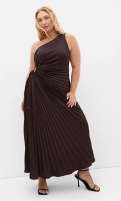 City Chic Women's Aliza One Shoulder Pleat Maxi Dress, 14 W