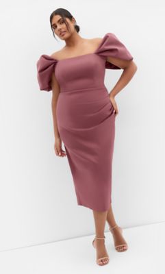 City Chic Women's Elyse Off Shoulder Midi Dress, 26 W