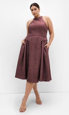 City Chic Women's Halter Jacquard Midi Dress, 24 W