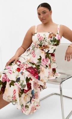 City Chic Women's Daniela Floral Print Ruffle Tier Dress