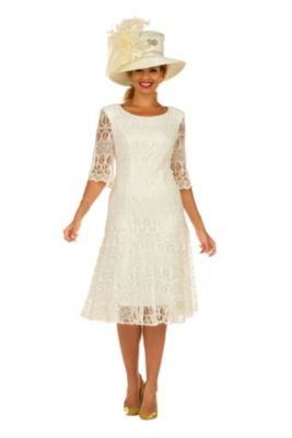 Giovanna Women's Embroidery Luxurious Lace Pleated Flare Dress