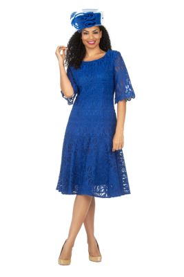 Giovanna Women's Embroidery Luxurious Lace Pleated Flare Dress, 14 W