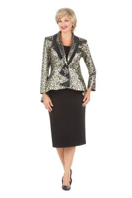 Giovanna Women's 2-piece Animal Print Brocade Skirt Suit