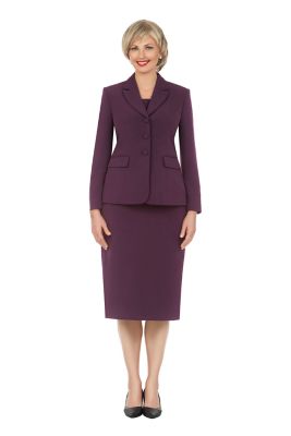 Giovanna Women's 2-piece Notch Layered Collar 3-Button Jacket & Skirt Suit, 22 W
