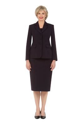 Giovanna Women's 2-piece Notch Layered Collar 3-Button Jacket & Skirt Suit, 18
