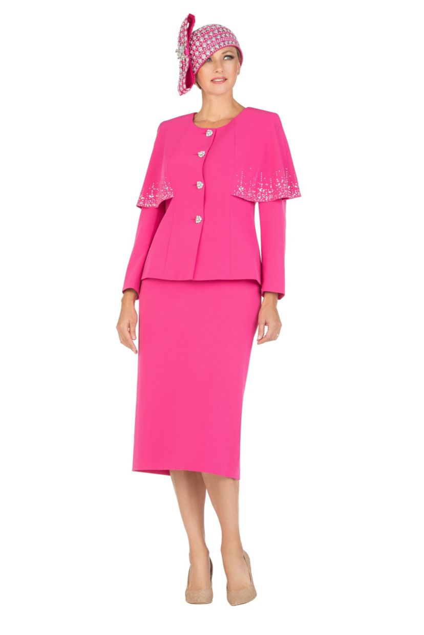 2-piece Faux Cape Skirt Suit with Rhinestones Décor