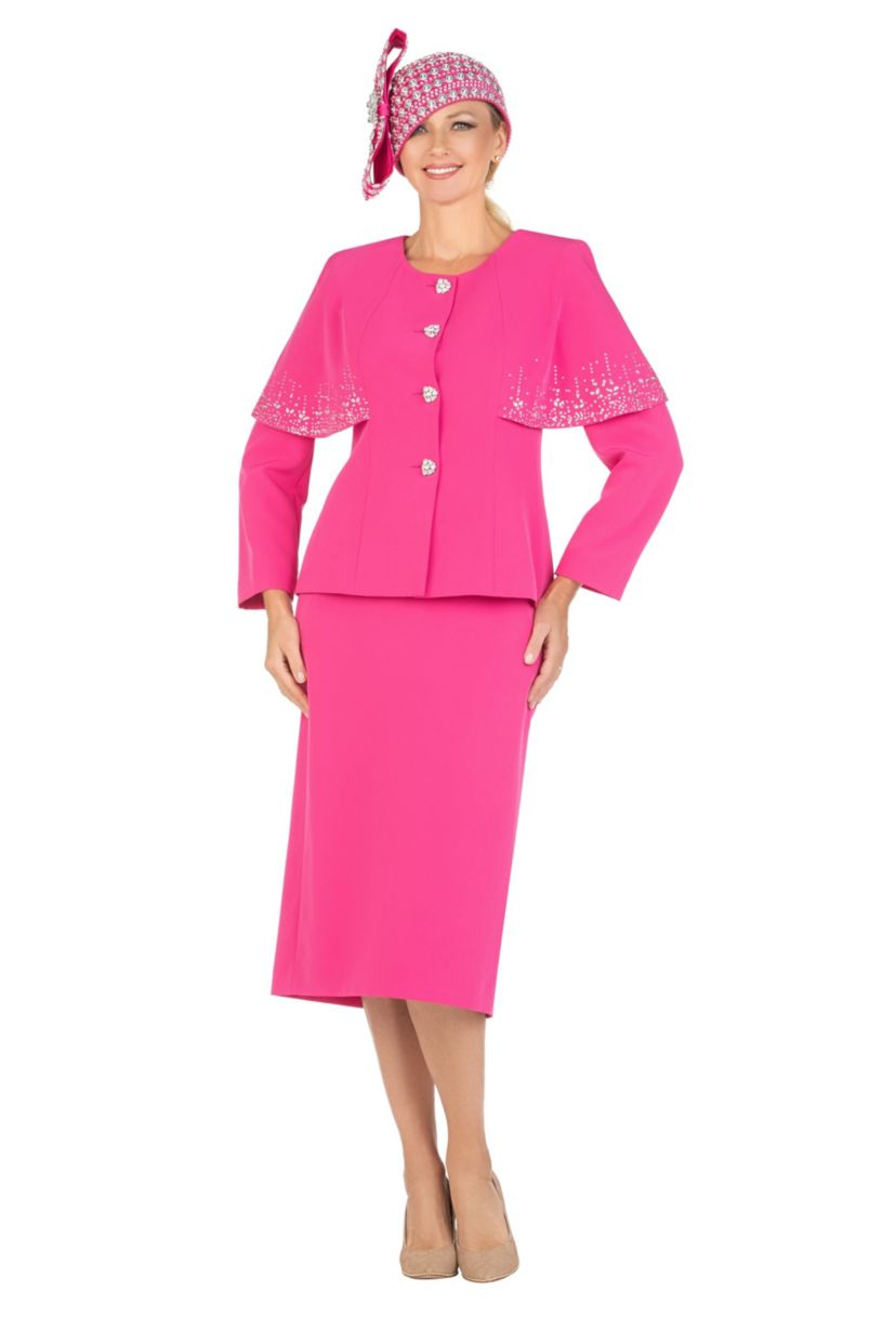 2-piece Faux Cape Skirt Suit with Rhinestones Décor