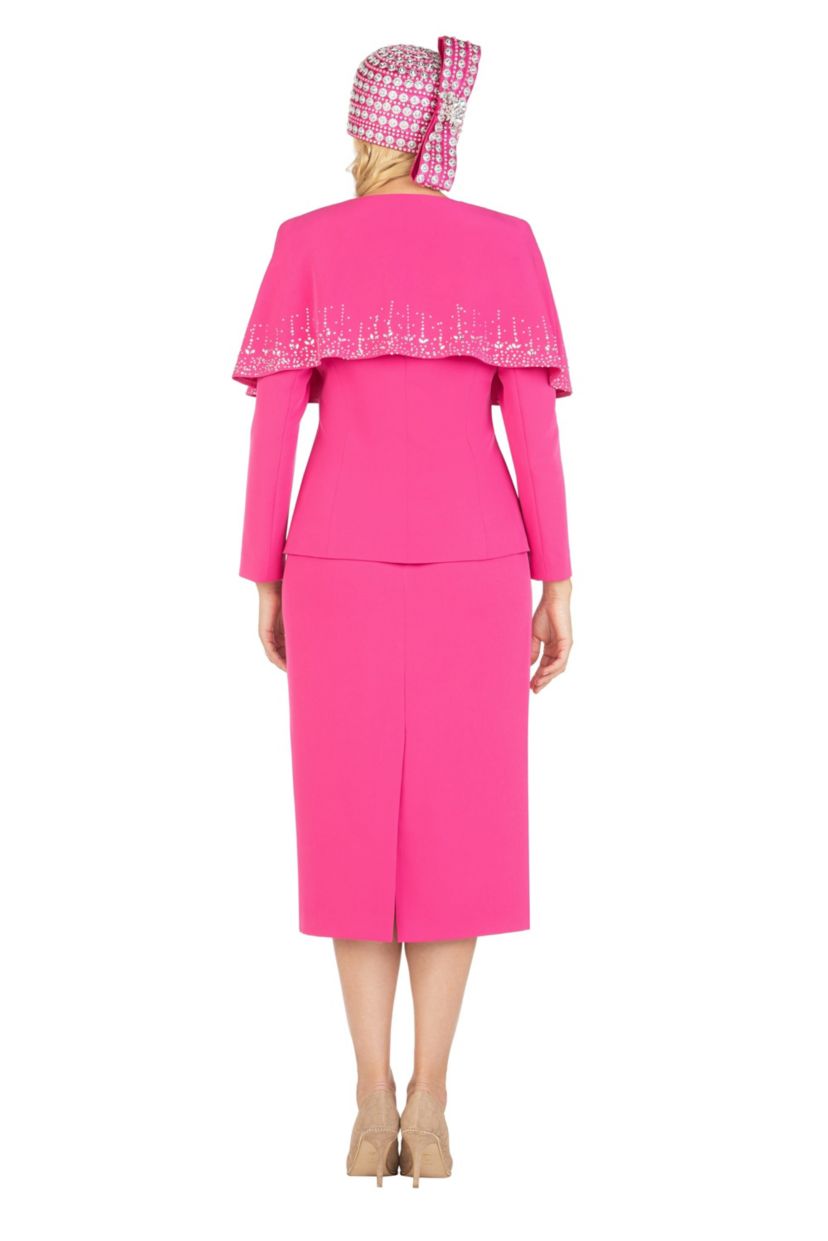 2-piece Faux Cape Skirt Suit with Rhinestones Décor