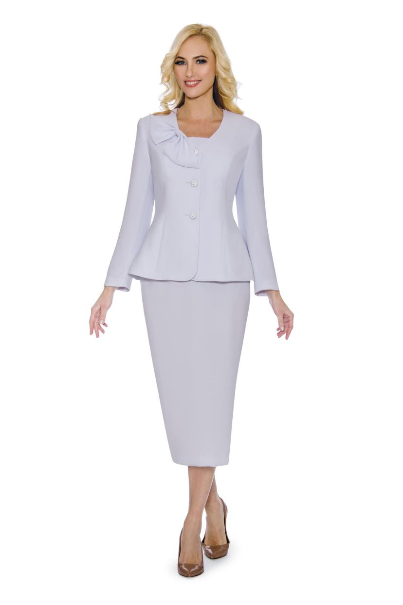 2-piece Shoulder Bow Skirt Suit in Crepe