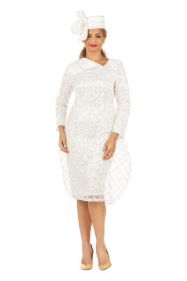 Giovanna Women's Metallic Lace Shift Dress with Overlay, 24