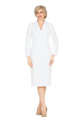 Giovanna Women's Notch Collar Long Sleeve Waisted Sheath Dress