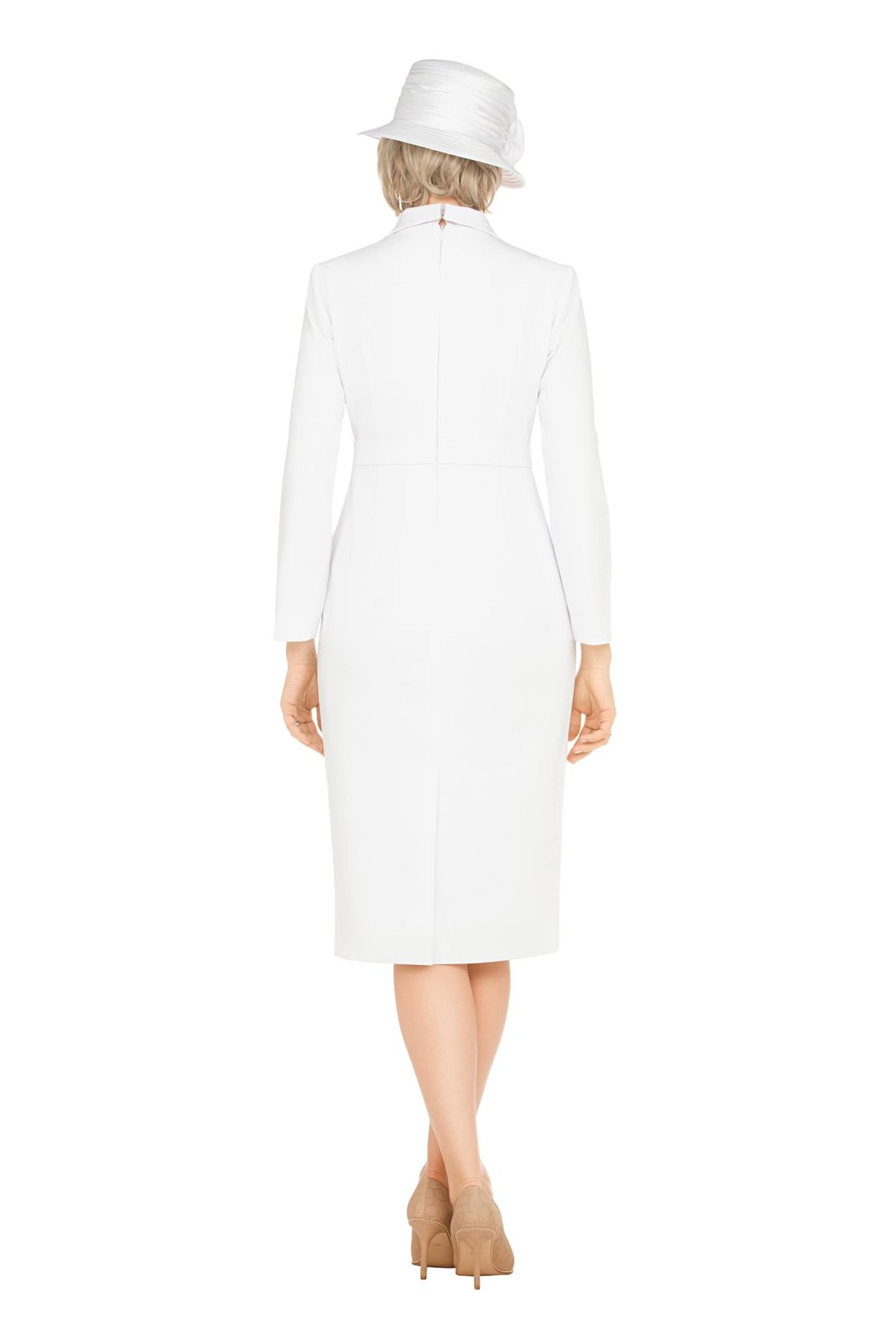 Notch Collar Long Sleeve Waisted Sheath Dress