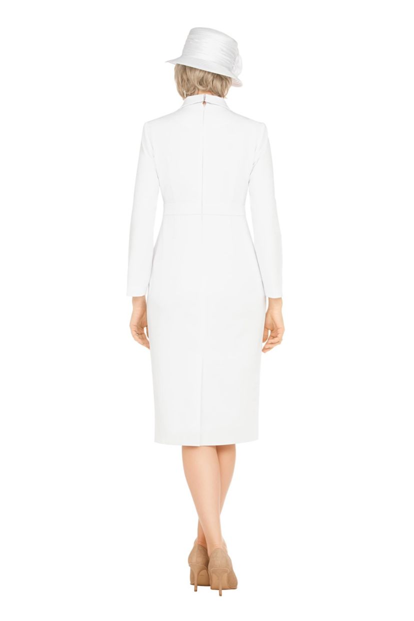 Notch Collar Long Sleeve Waisted Sheath Dress