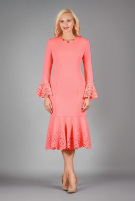 Giovanna Light Scuba Dress with Scallop Neckline, Cutouts & Stones | Belk