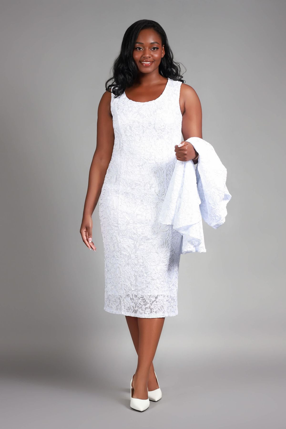 2-piece Luxurious Lace Dress with Asymmetrical Jacket