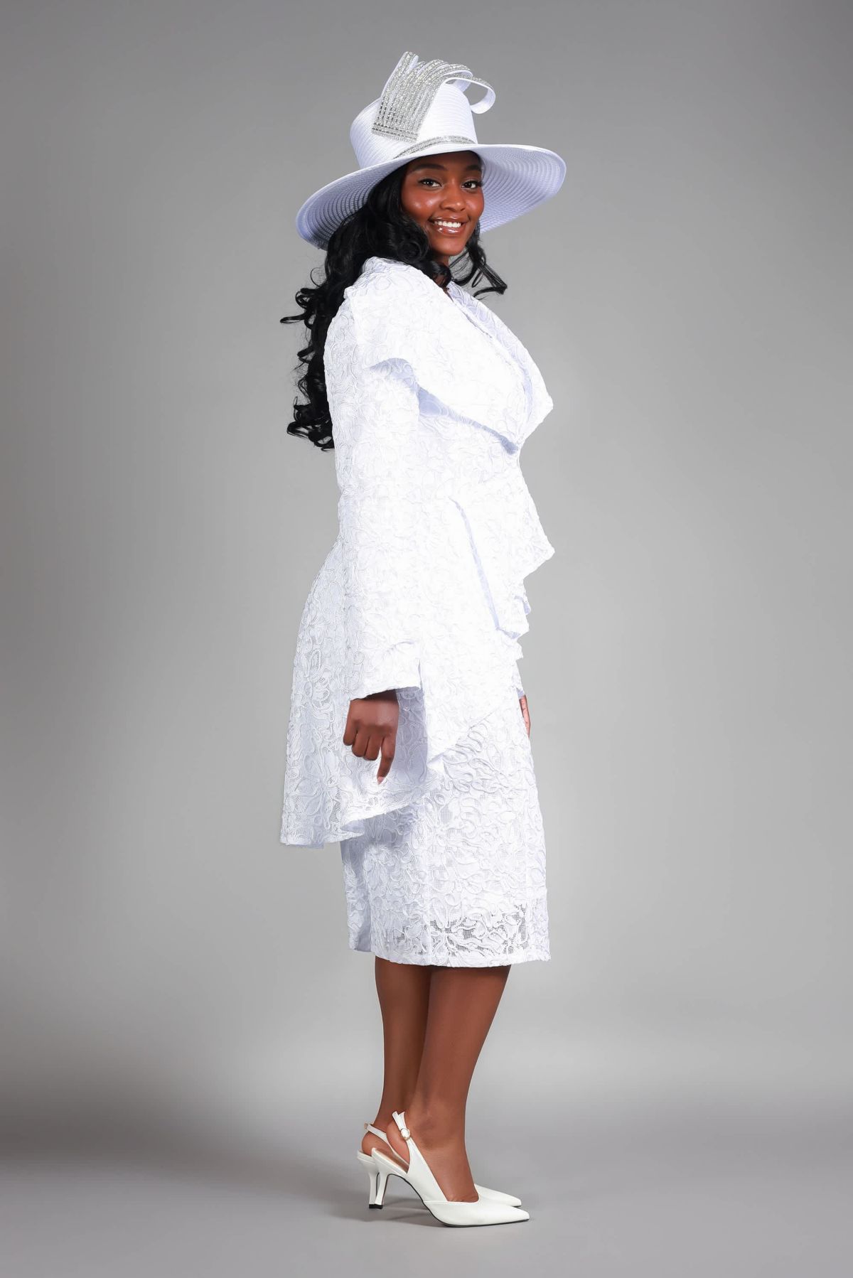 2-piece Luxurious Lace Dress with Asymmetrical Jacket