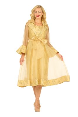 Giovanna Women's Embroidered Mesh 2pc A-Line Jacket Dress w/ Belt