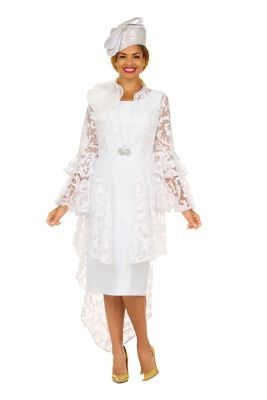 Giovanna Women's Lace Hi-Lo 2pc Jkt Dress w/ Flounce Sleeves-Plus