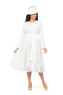 Giovanna Women's Elegant Bloom Eyelet Lace Fit & Flare Belted Dress