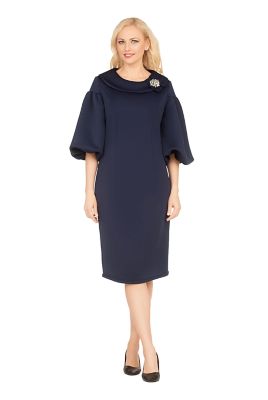 Giovanna Women's Scuba Shift Dress w/ Portrait Collar&Ballon Slv