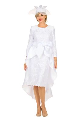 Giovanna Sequin Lace Hi-Lo Dress w/ Statement Bow Waist