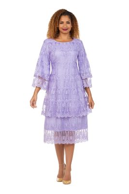 Giovanna Women's Elegant A-Line Tiered Lace Dress, Lilac, 18