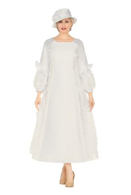 Giovanna Women's A-line Balloon Slv Dress w/ Circular Petal Design