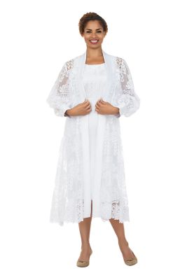Giovanna Women's 2pc Midi Dress w/ Sheer Lace Overlay Jacket