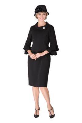 Giovanna Women's Draped Collar Bell Sleeve Shift Dress