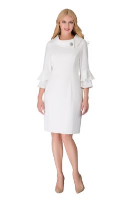 Giovanna Women's Draped Collar Bell Sleeve Shift Dress, 20 W