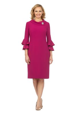Giovanna Women's Draped Collar Bell Sleeve Shift Dress, 12