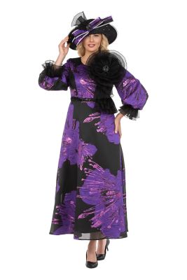 Giovanna Metallic Brocade A-line Dress with Statement Flower, 18