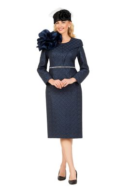 Giovanna Women's Midnight Bloom Jacquard Dress, Navy Blue, 24 W