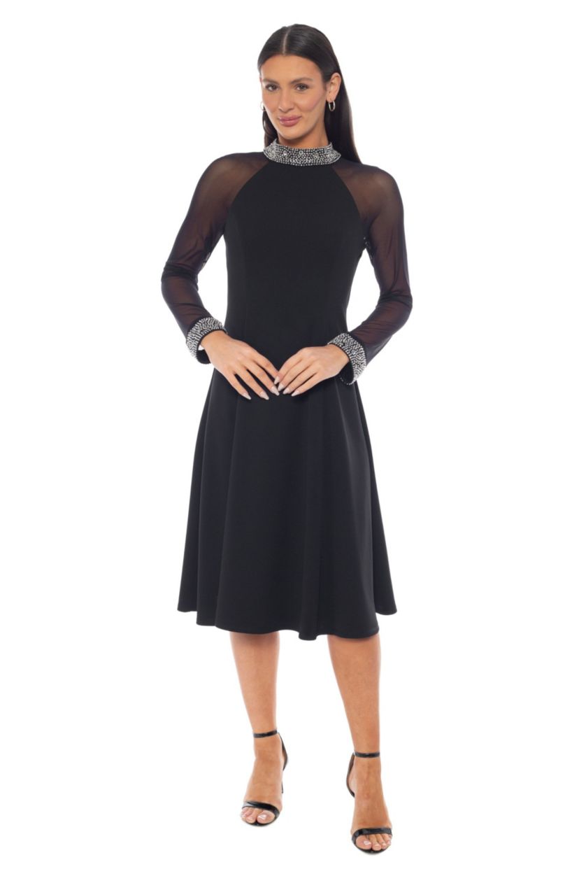 Oleg Cassini Beaded Neck and Cuff Midi Dress | Belk