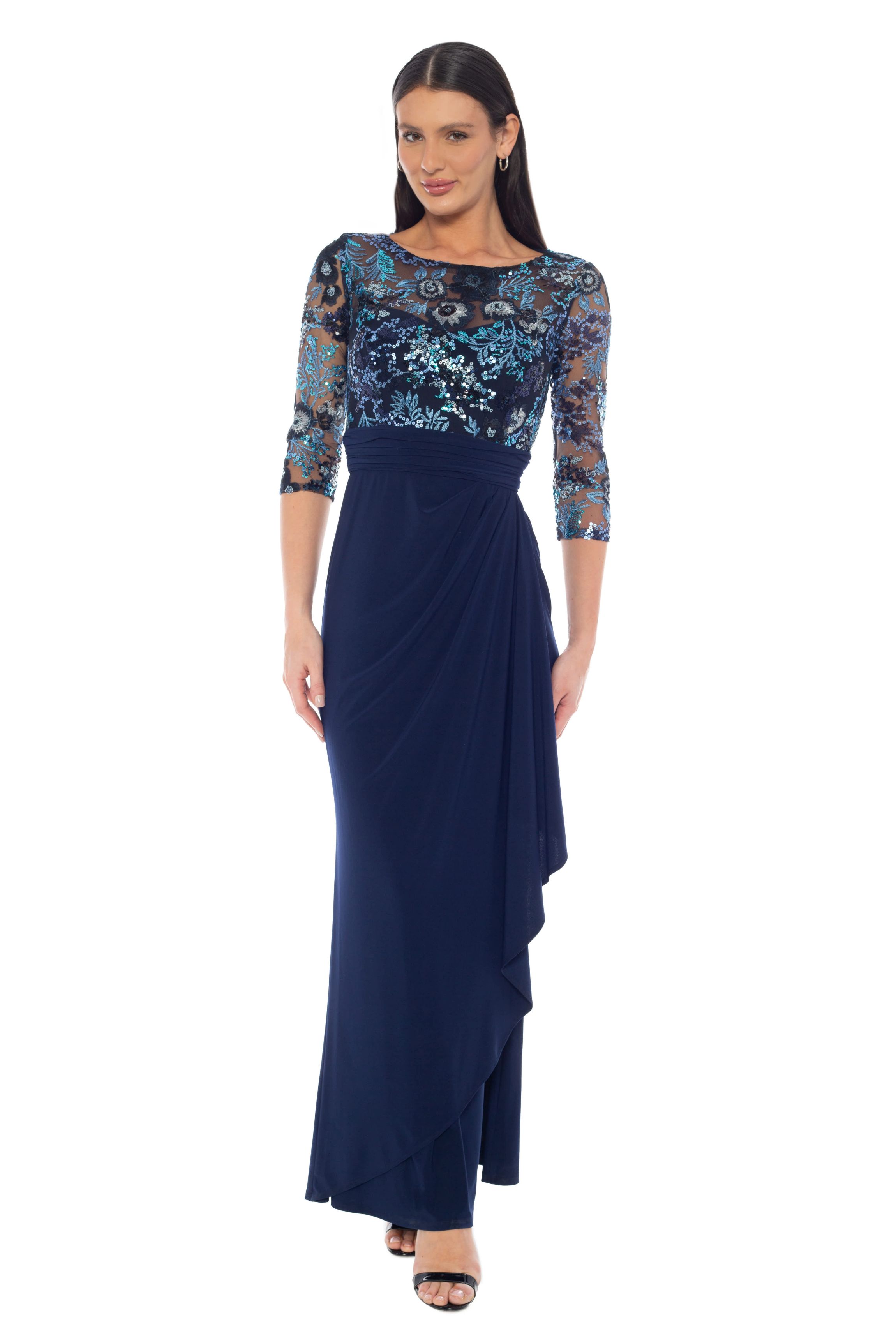Oleg Cassini Embroidered Mesh with Sequin MOB Dress | Belk