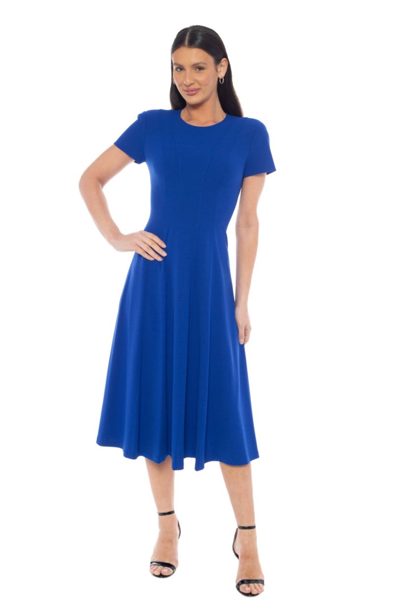 Oleg Cassini Women's Seam Detail A-Line Midi Dress, Small