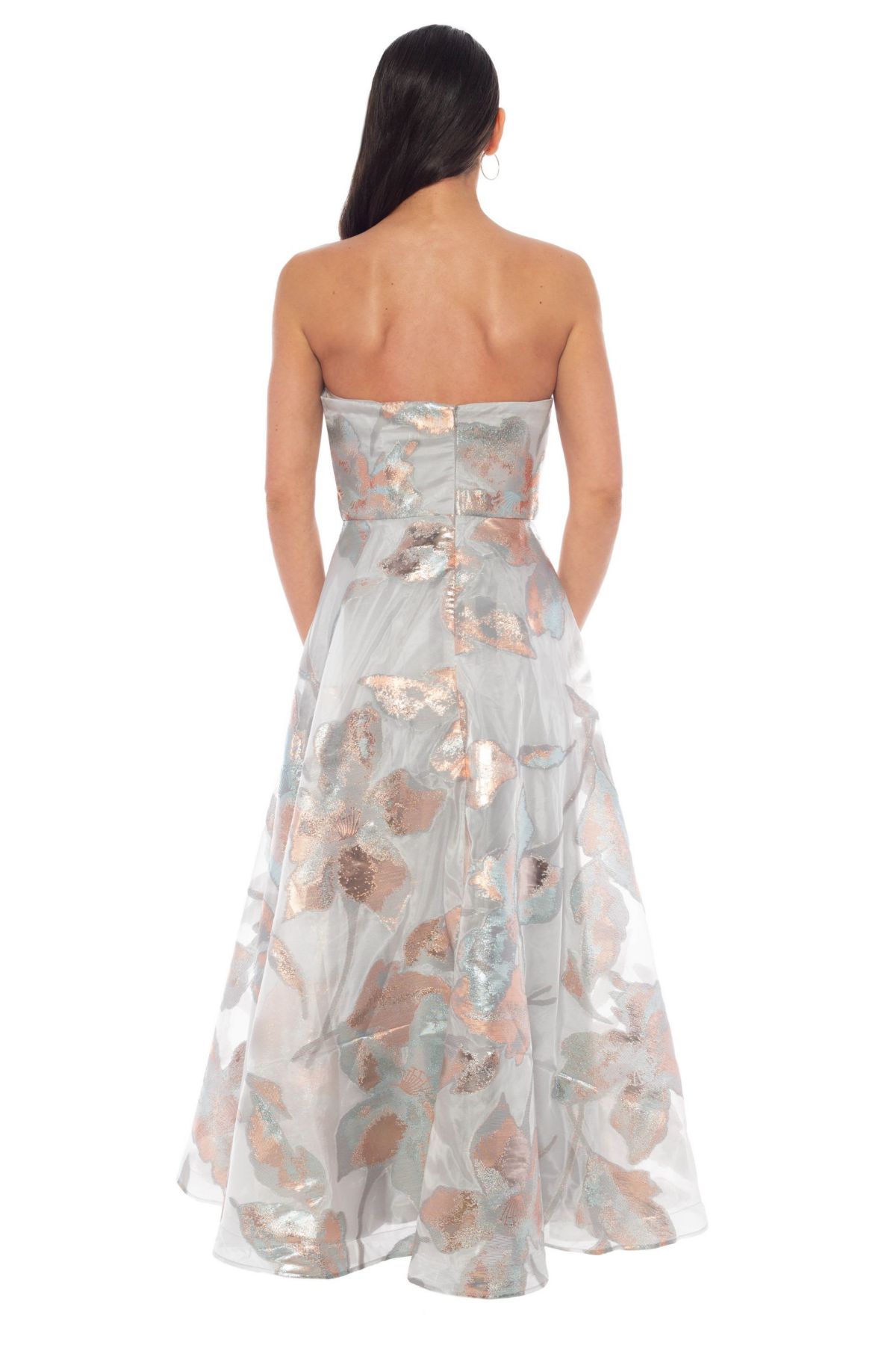 Strapless Organza Burn Out Gown