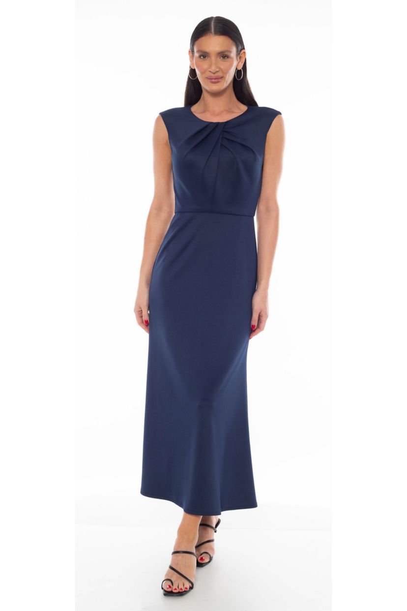 Oleg Cassini Pleated Bodice Midi Dress