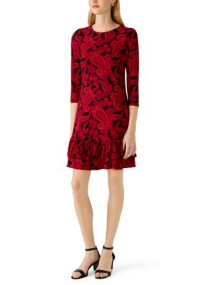 Tommy Hilfiger Women's Long Sleeve Floral Flounce Sheath Dress, 2