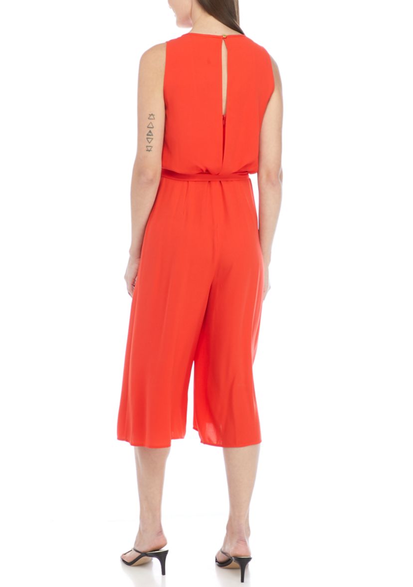 Womens Sleeveless Side Tie Cropped Jumpsuit 