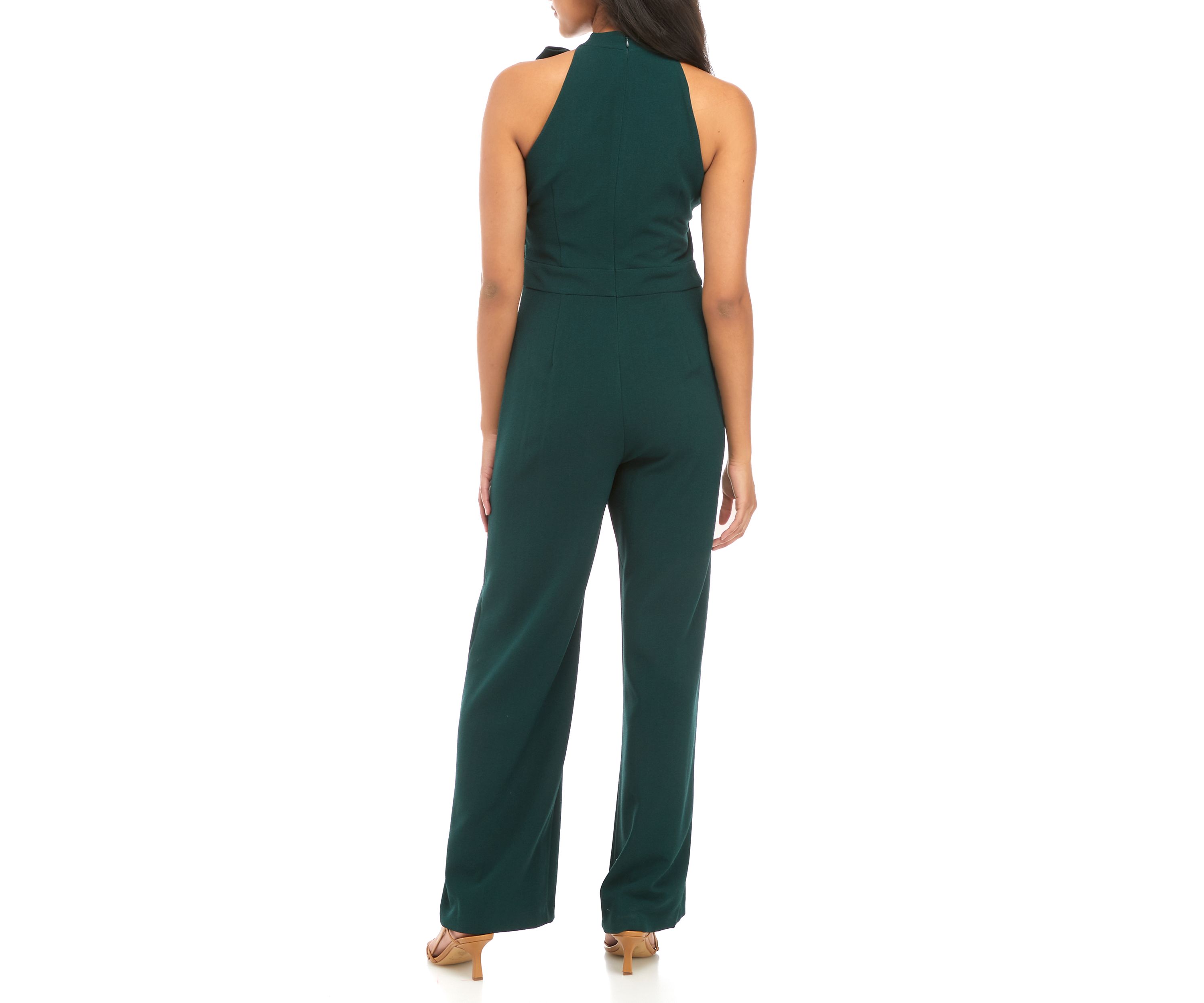 Signature Stretch Crepe Bow Neck Halter Jumpsuit