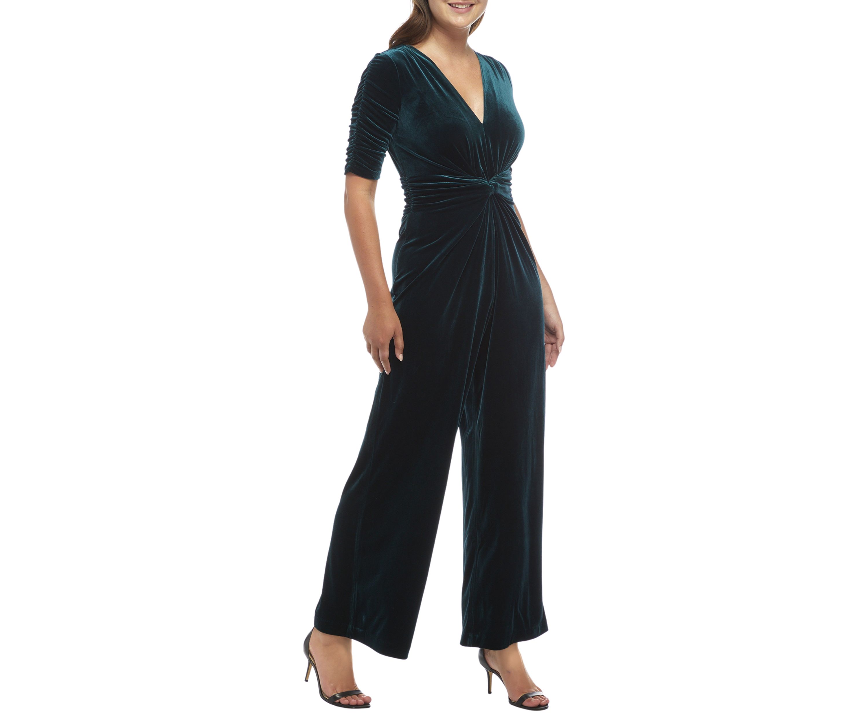 Womens Velvet Twist Front Jumpsuit 