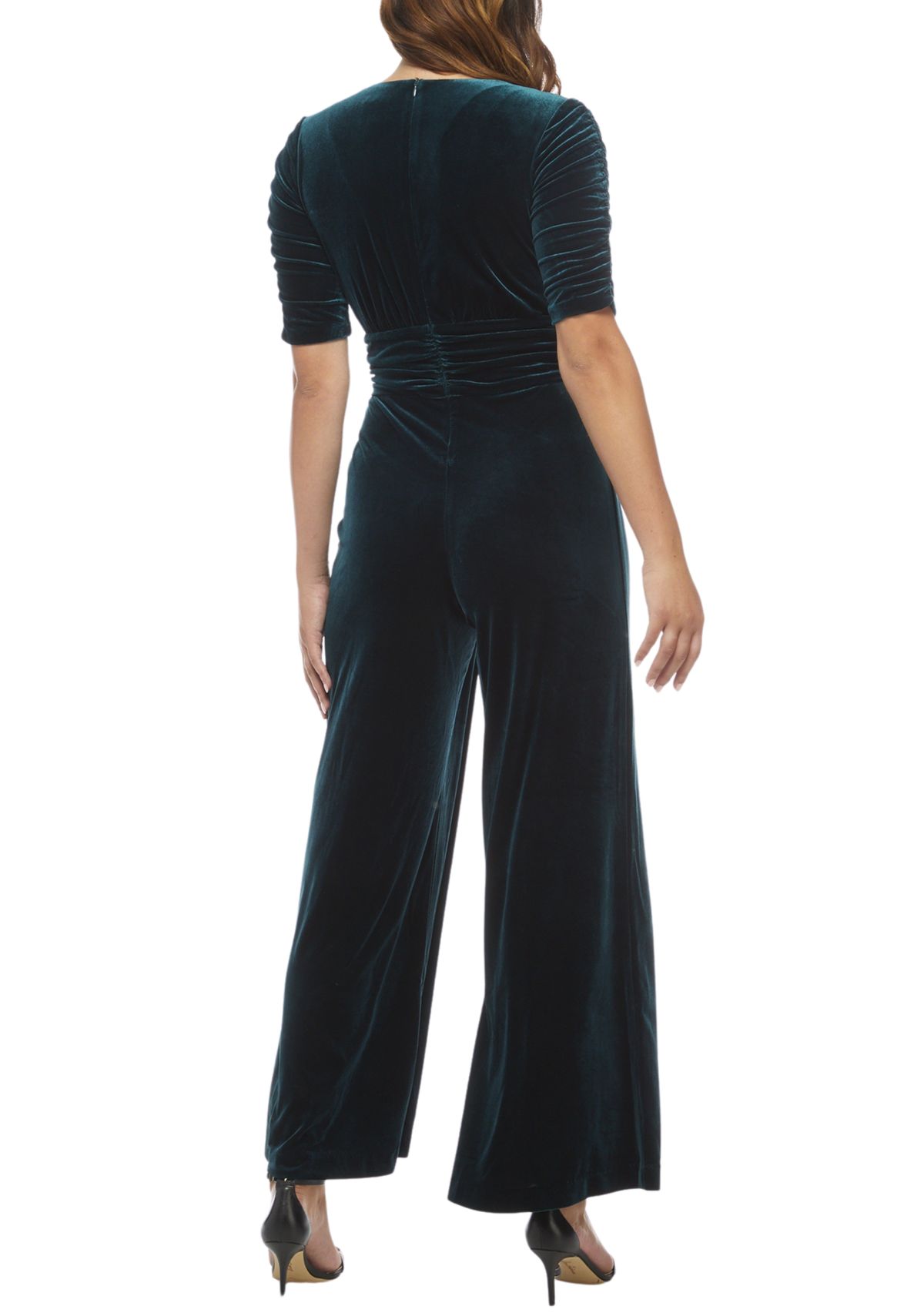 Womens Velvet Twist Front Jumpsuit 