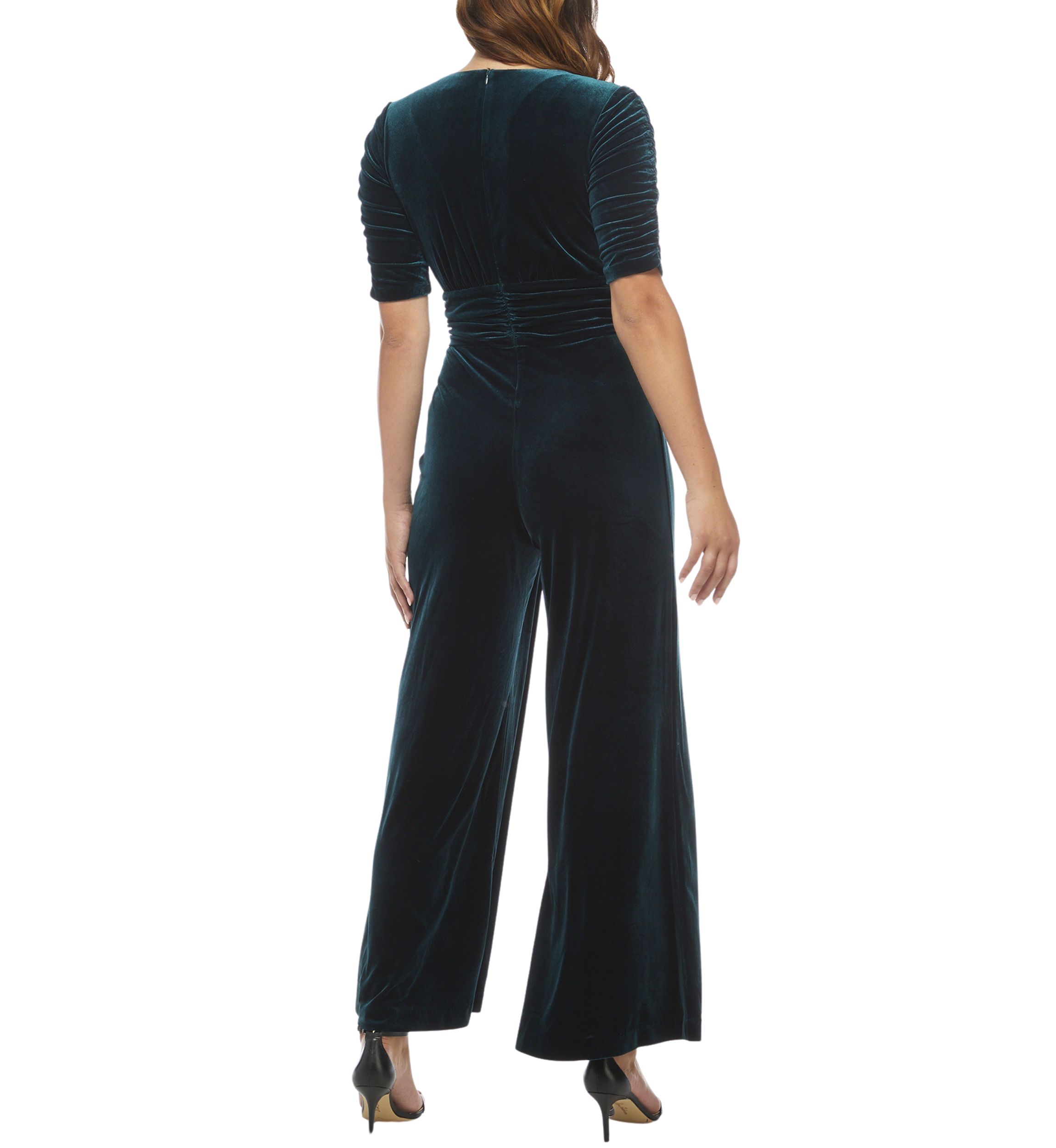 Womens Velvet Twist Front Jumpsuit 