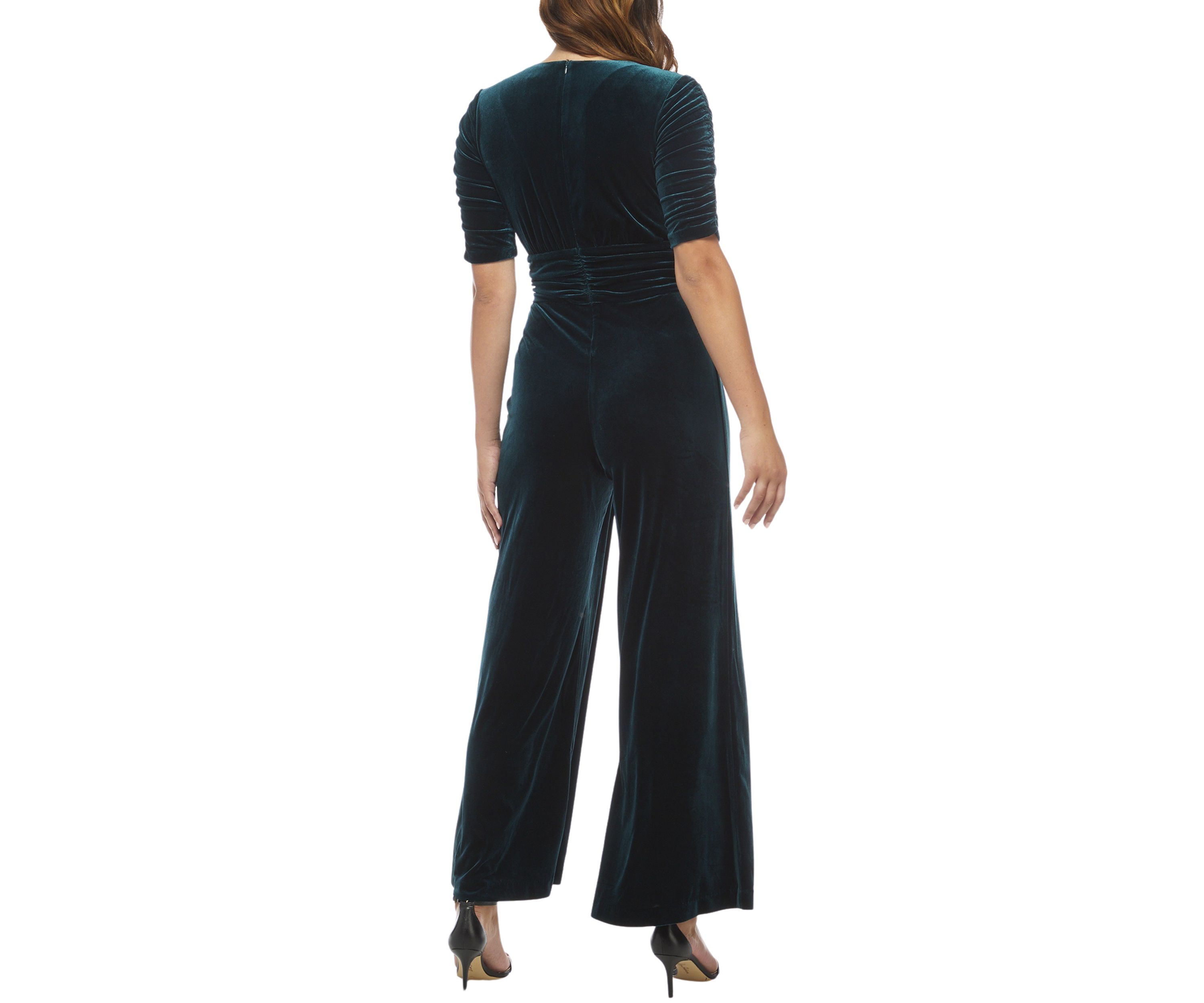 Womens Velvet Twist Front Jumpsuit 