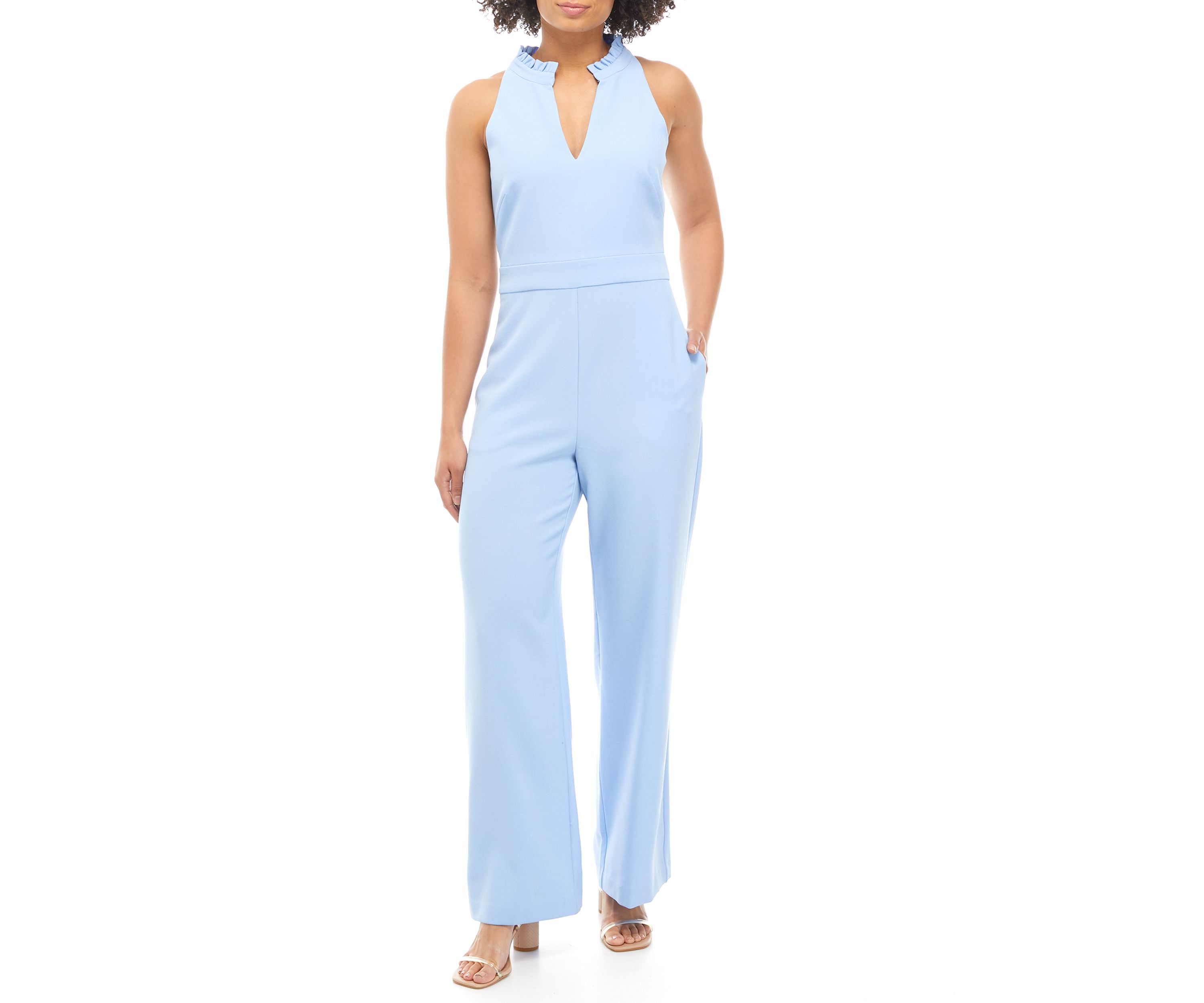 Womens Ruffle Neck Jumpsuit
