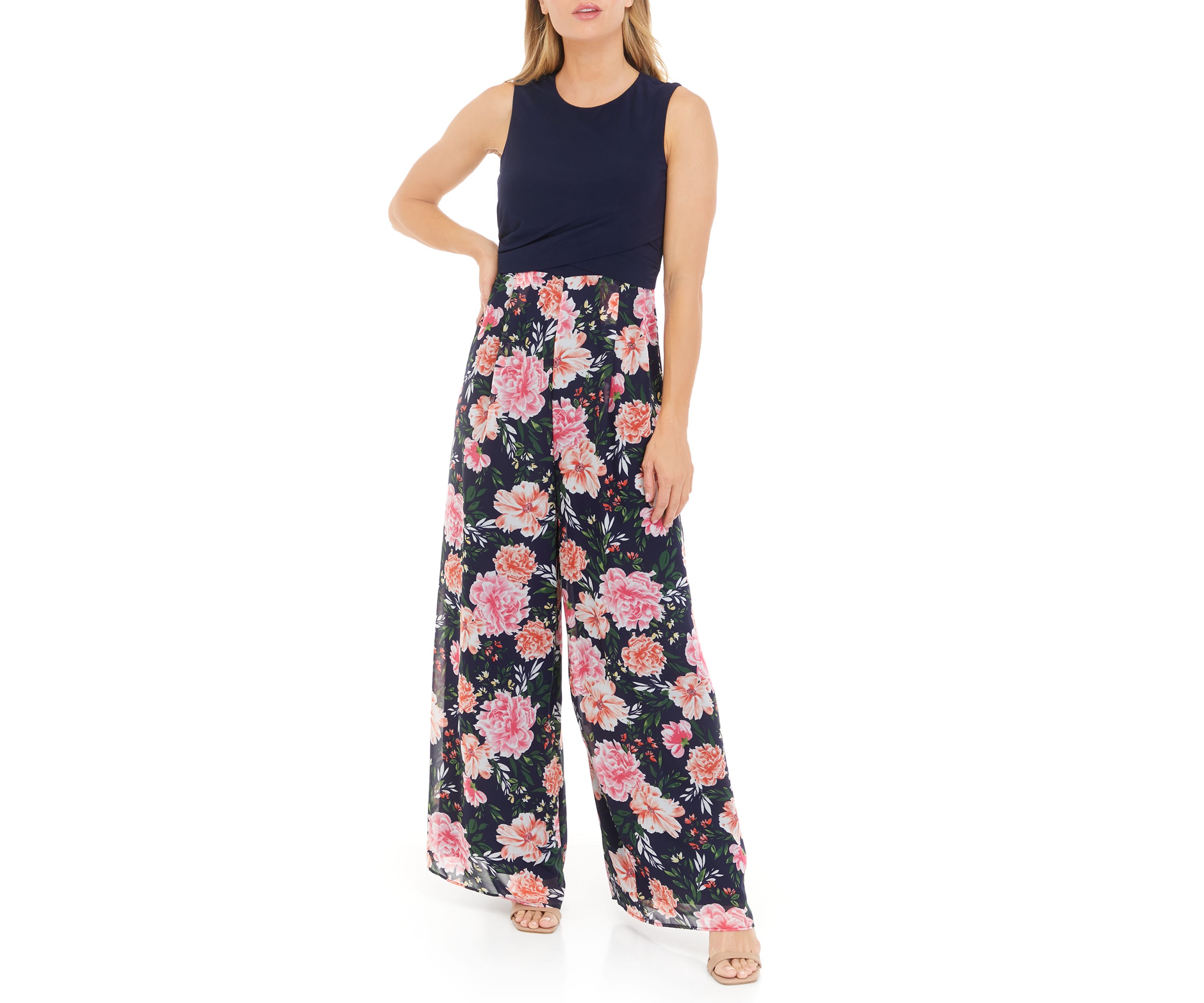 Womens Sleeveless Floral Printed Jumpsuit 